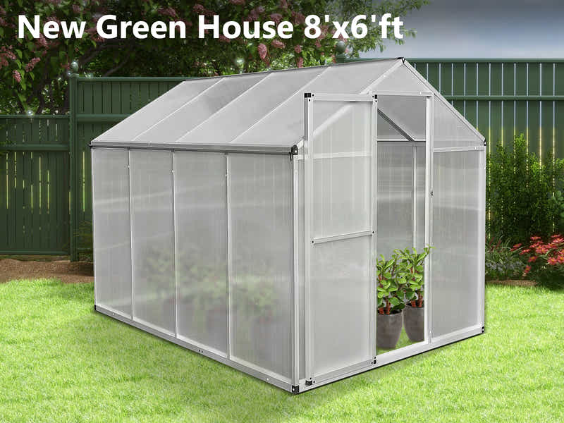Polycarbonate Greenhouse 6ft x 8ft