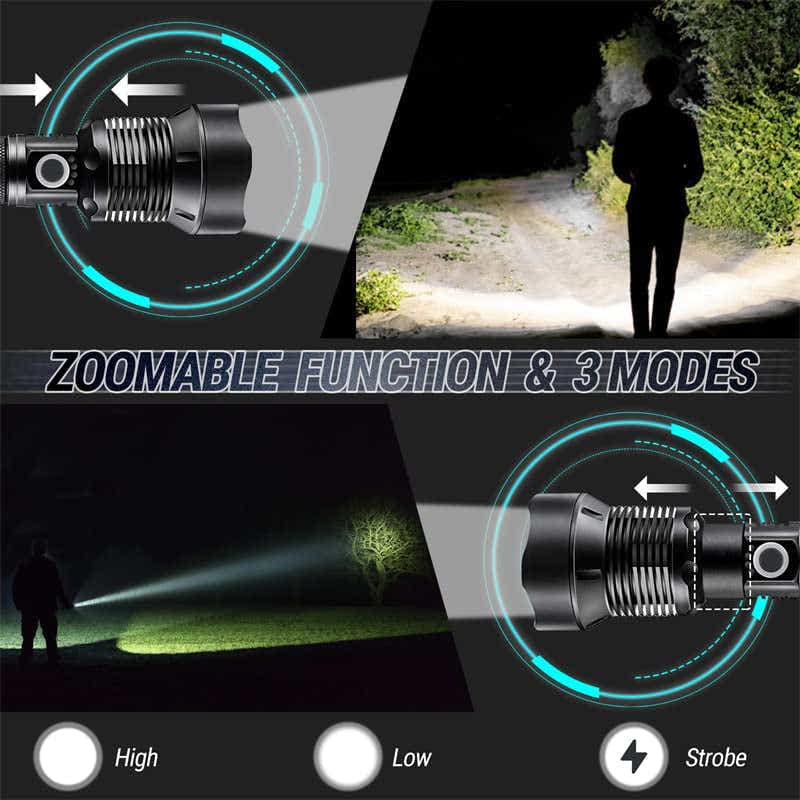 DS BS High Lumen LED Rechargeable Super Bright Torch Flashlight-27CM