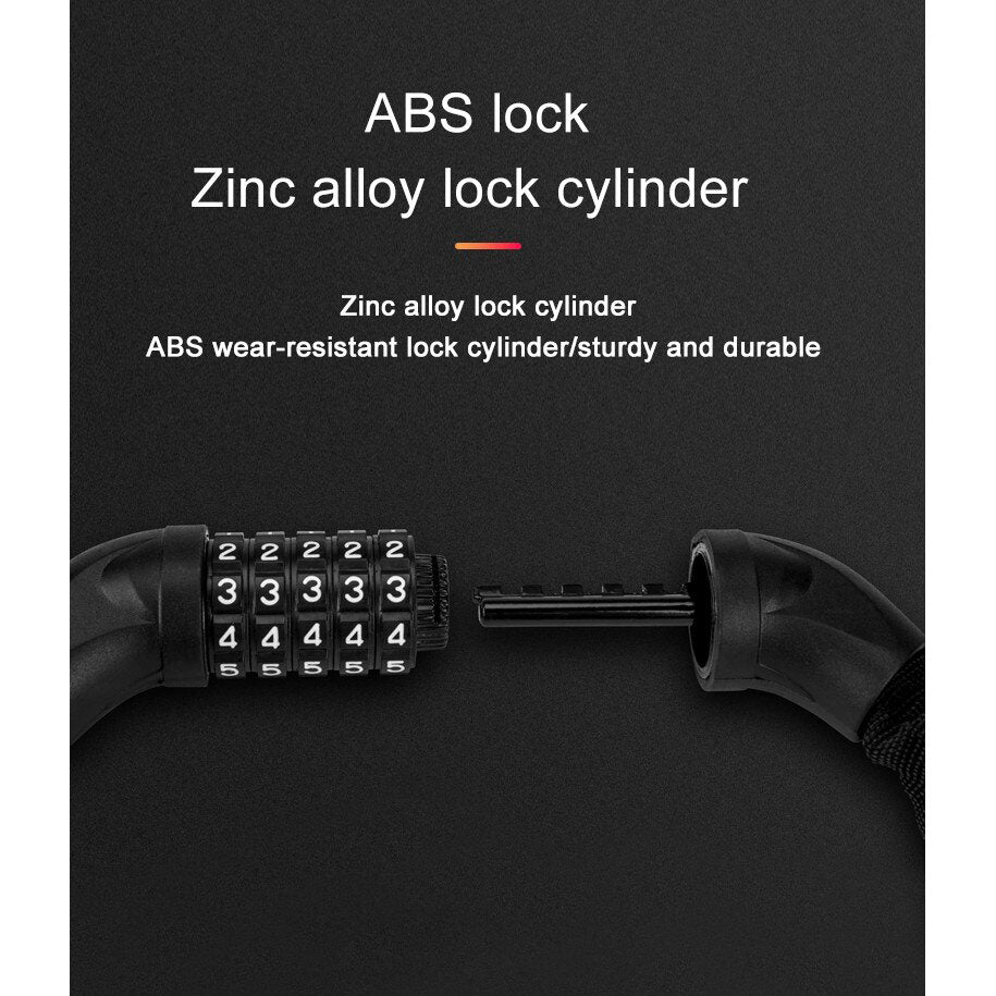 DS BS 5 Digit Combination Anti Theft Bicycle Chain Lock-Black