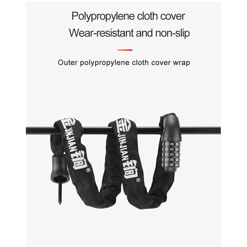 DS BS 5 Digit Combination Anti Theft Bicycle Chain Lock-Black