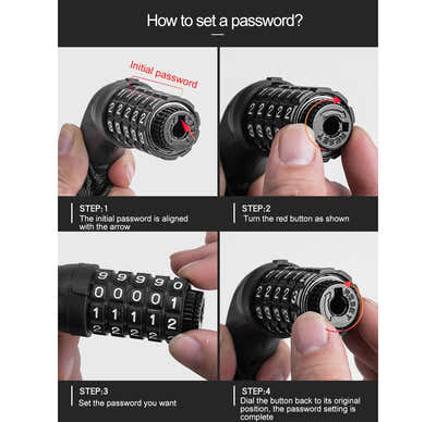 DS BS 5 Digit Combination Anti Theft Bicycle Chain Lock-Orange