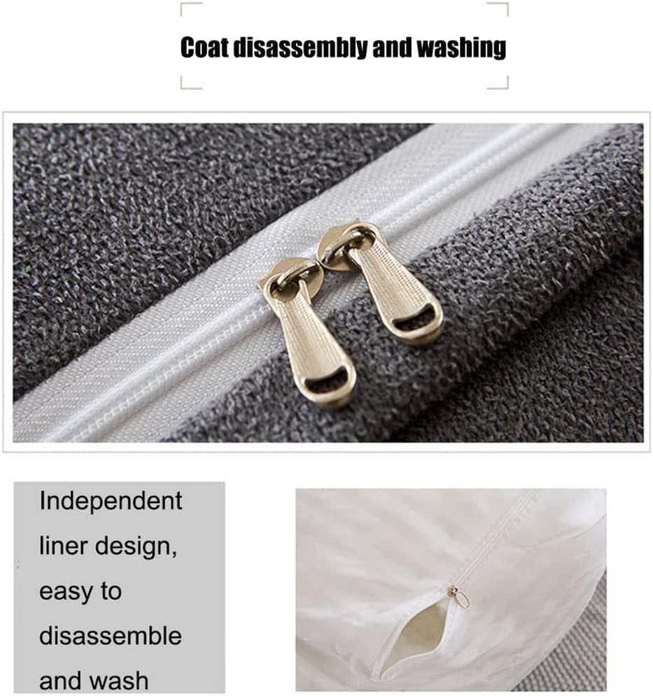 DS BS 120CM Cotton Linen Filled Triangular Wedge Bed Cushion-Black Gray