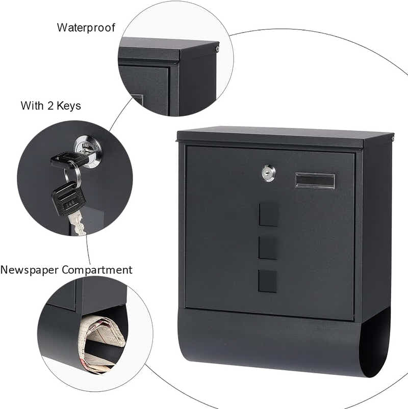 DS BS Mailboxes with Secure Key Lock and Newspaper Holder
