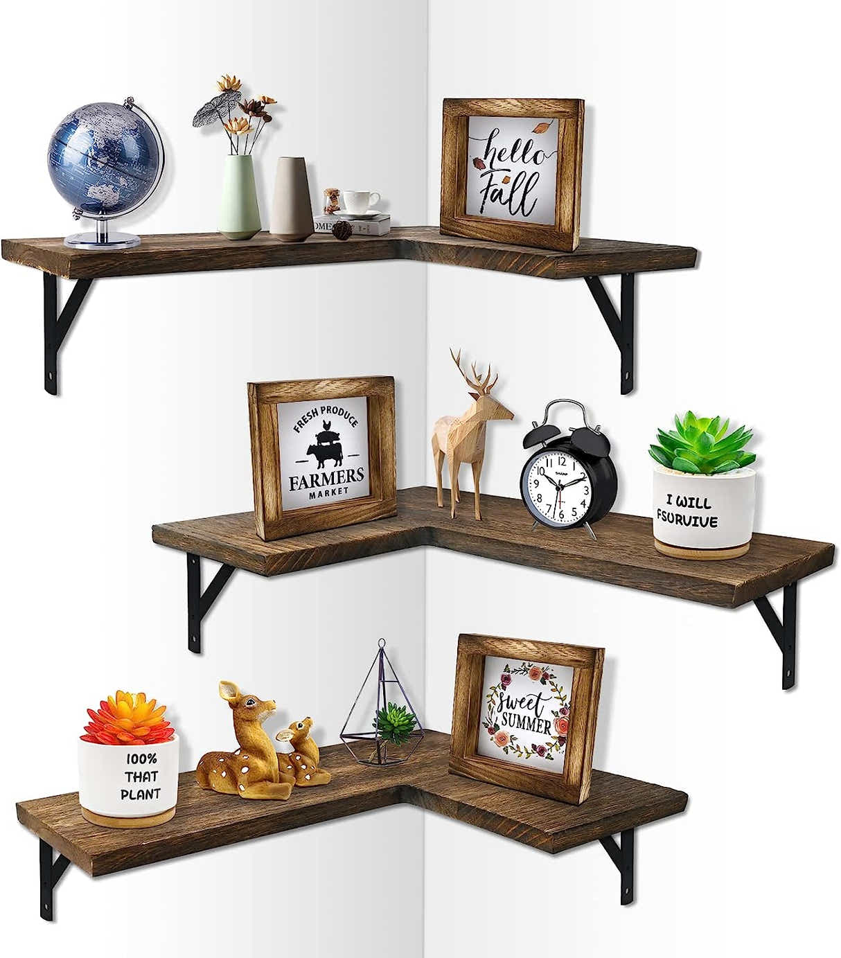 DS BS Corner Wall Floating Shelf Set of 3