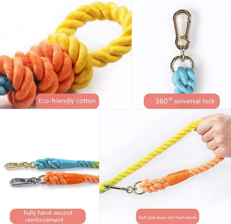 DS BS 150CM Soft Braided Colourful Dog Leash-Macaron