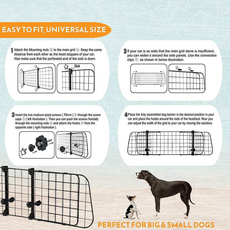 DS BS Headrest Adjustable Mesh Dog Barrier