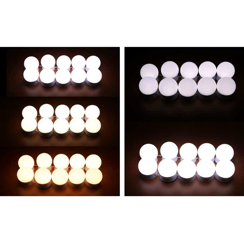 DS BS Vanity Mirror Lights Kit -10 Dimmable Light Bulbs -3 Color Model
