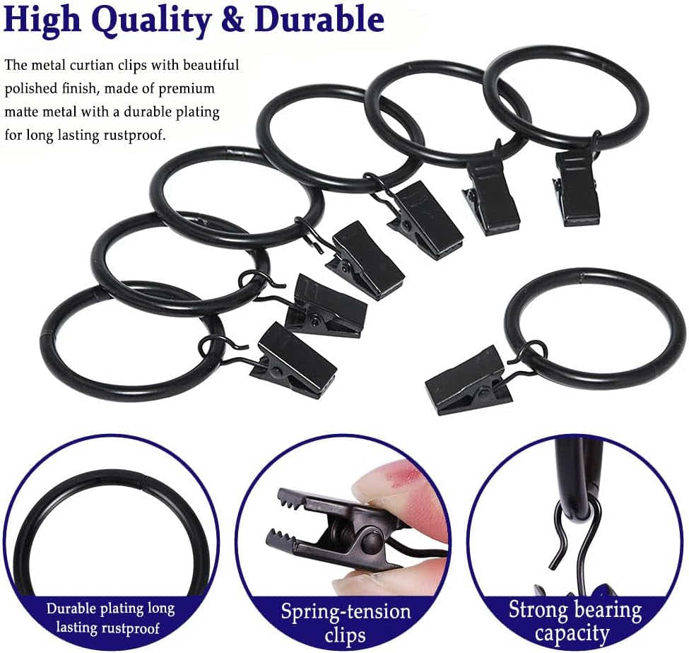 DS BS 30 Pack Curtain Rings with Clips Hooks