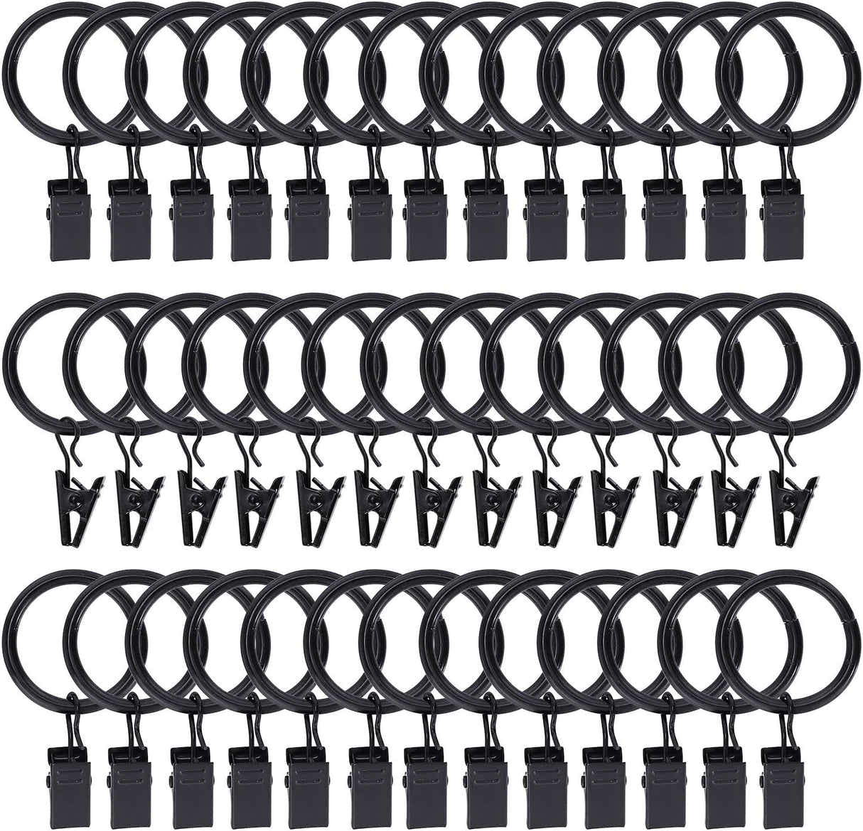 DS BS 30 Pack Curtain Rings with Clips Hooks