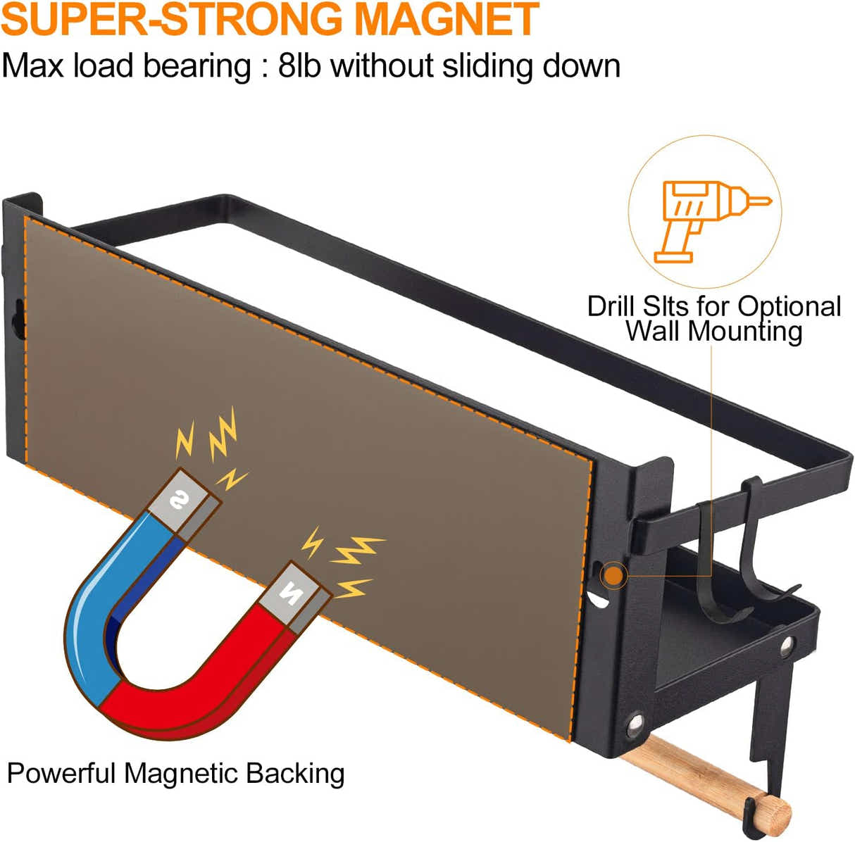 DS BS 2 in 1 Magnetic Spice Rack with Hooks