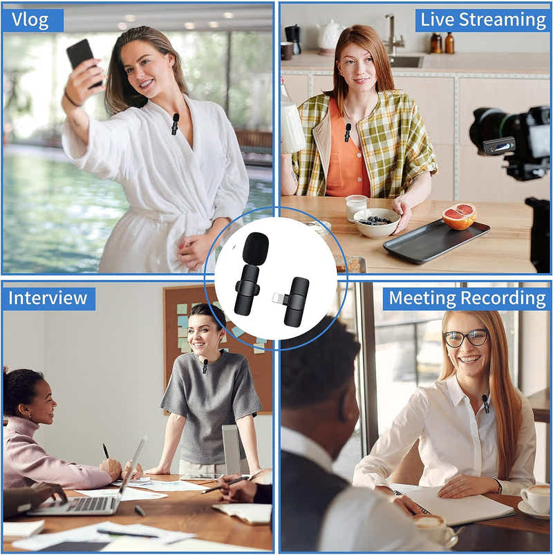 DS BS Wireless Lavalier Lapel Microphone for iPhone, iPad