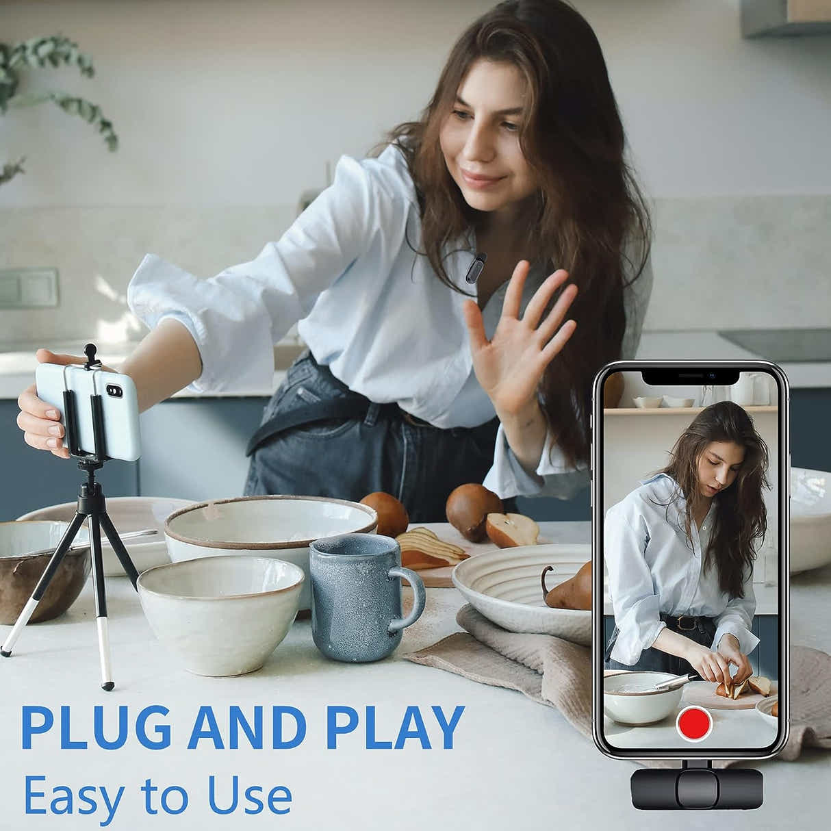 DS BS Wireless Lavalier Lapel Microphone for iPhone, iPad