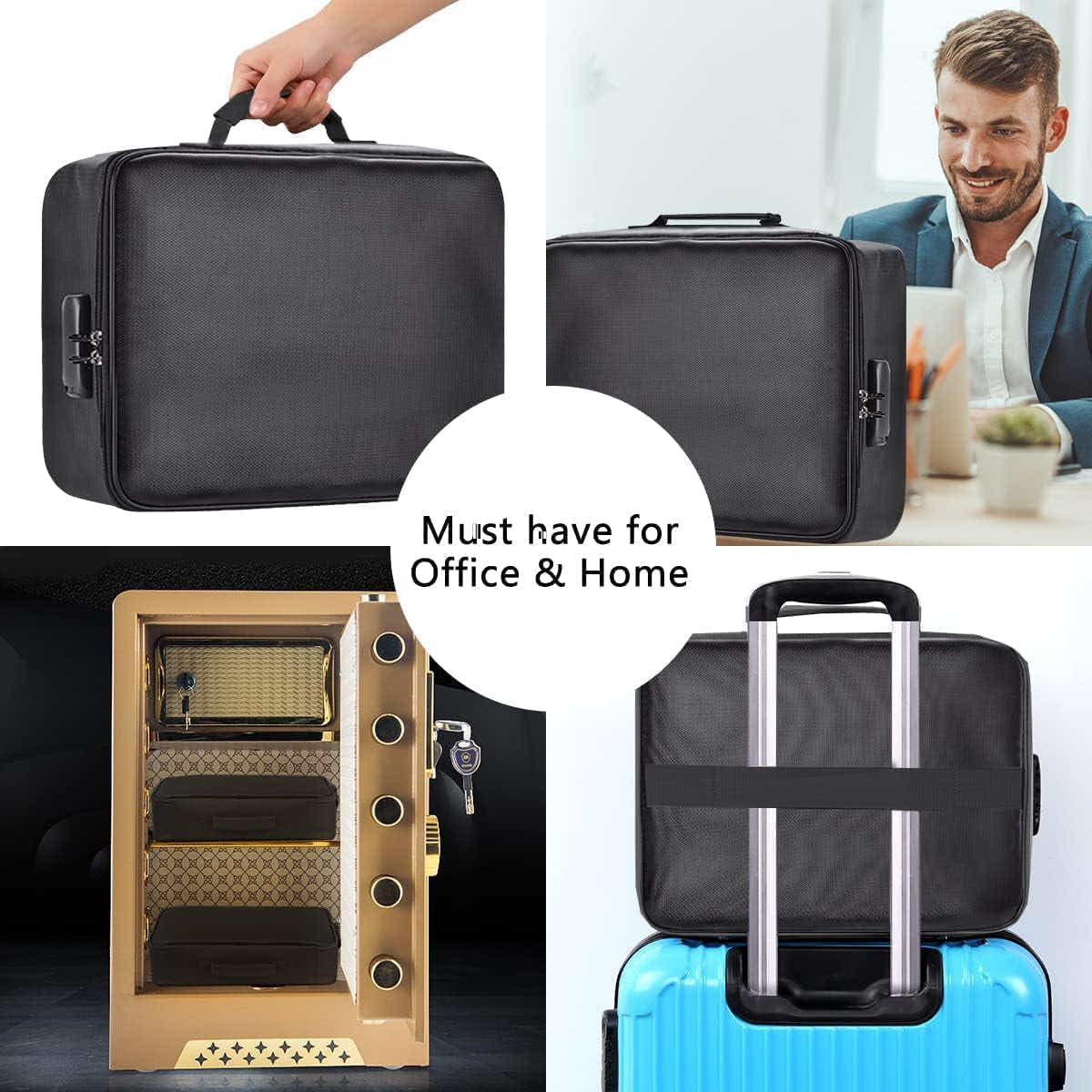 DS BS 3-Layer Fireproof Document Organizer with Lock