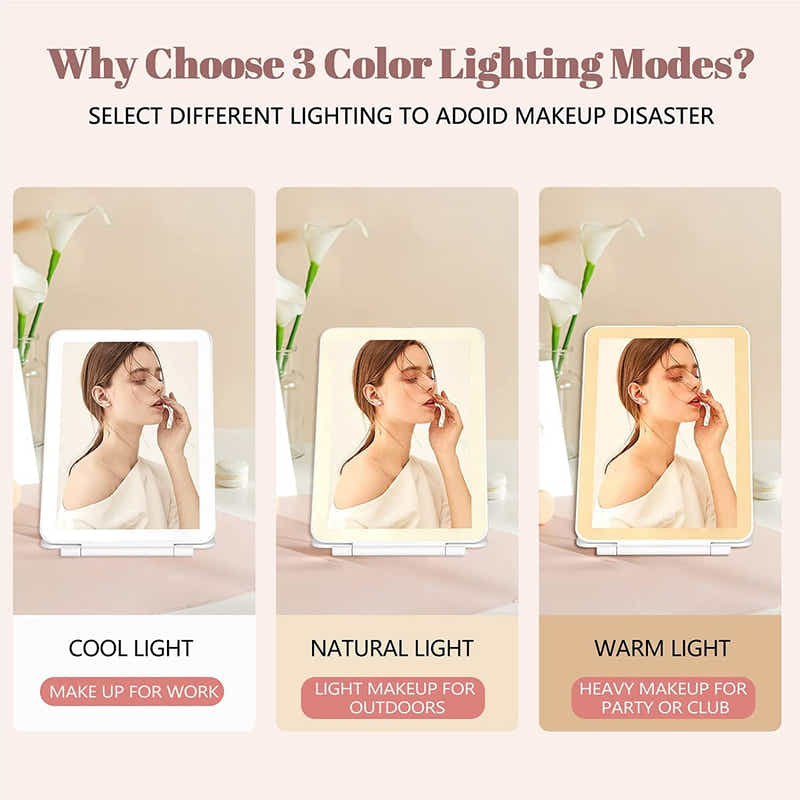 DS BS Travel Mirror Rechargeable Makeup Mirrors-White