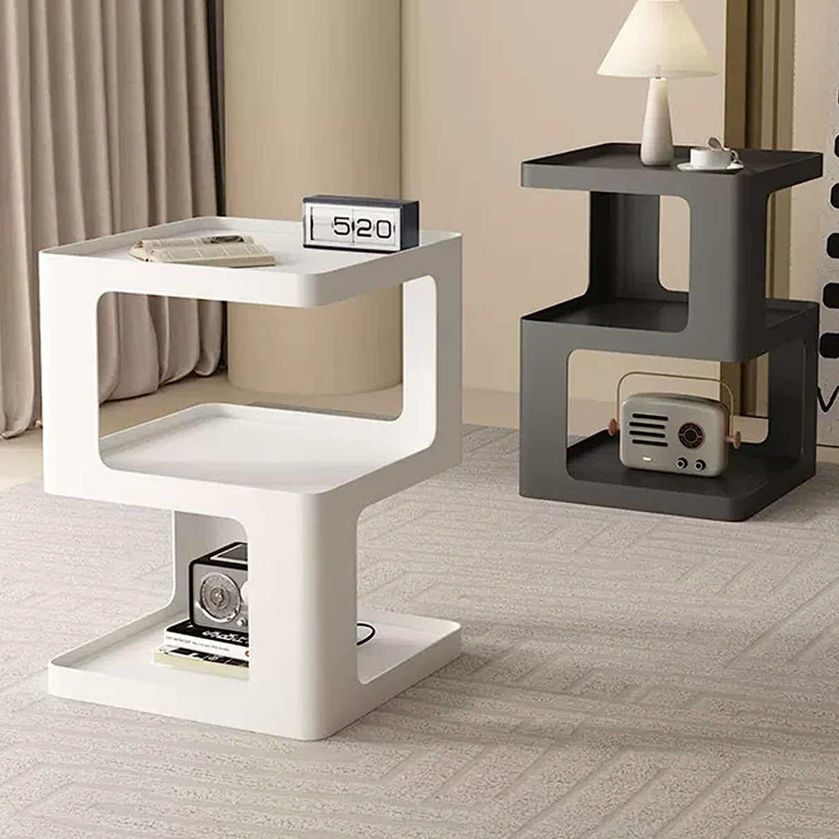 DS BS Modern Creative Design Bedside Table-Cream