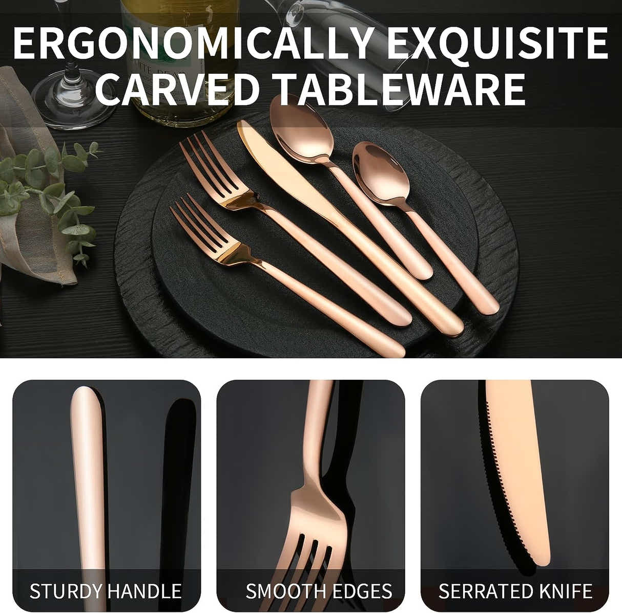 DS BS 20 Pcs Stainless Steel Flatware Set Tableware Set-Rose Glod