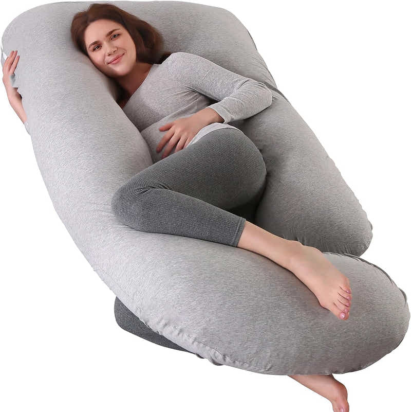 DS BS Pregnancy Pillows U-Shape Full Body Pillow-Gray