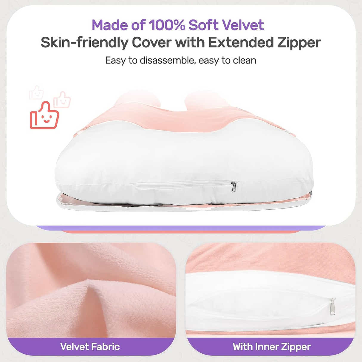 DS BS Pregnancy Pillows U-Shape Full Body Pillow-Pink