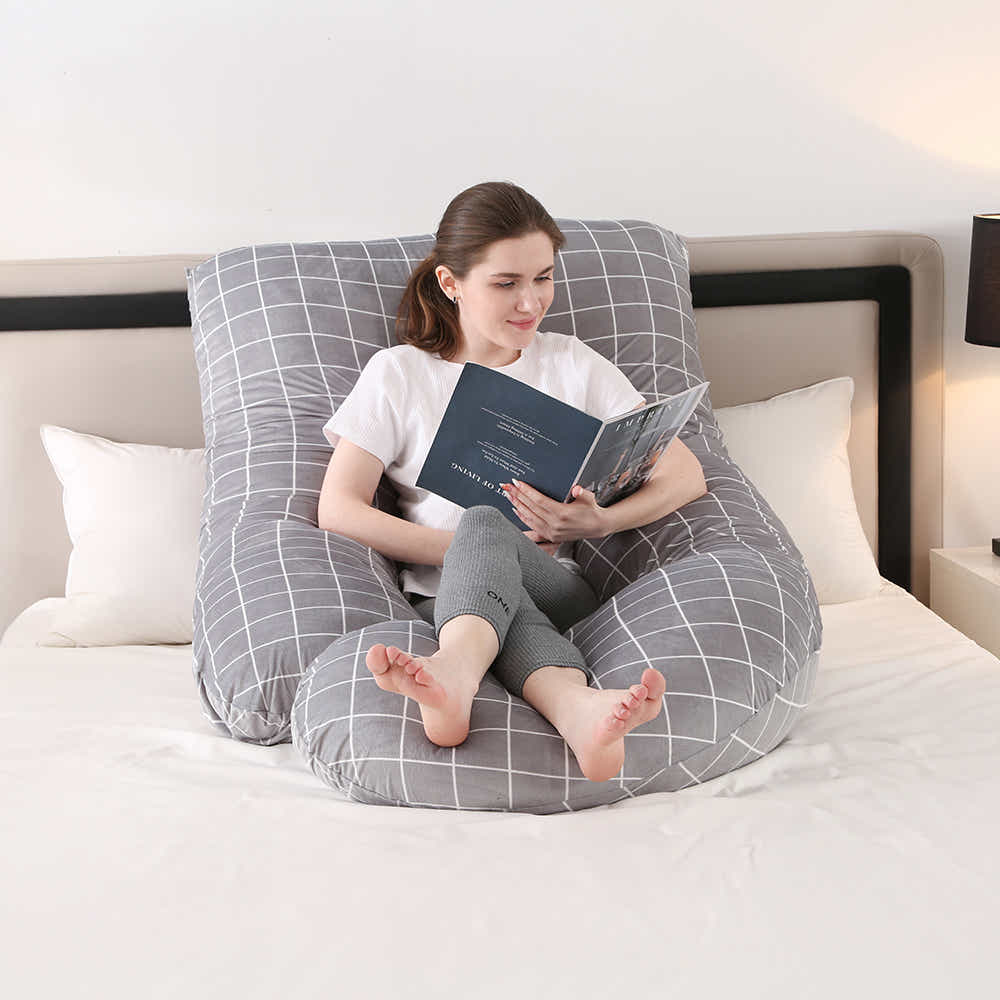 DS BS Pregnancy Pillows U-Shape Full Body Pillow-Plaid