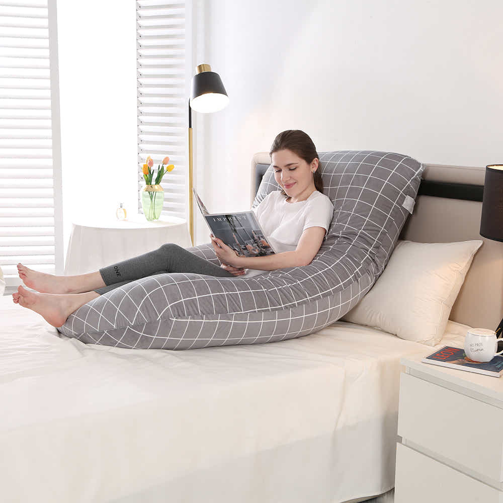 DS BS Pregnancy Pillows U-Shape Full Body Pillow-Plaid