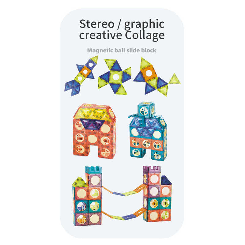 DS BS 185Pcs Magnetic Tiles Marble Run STEM Building Toys