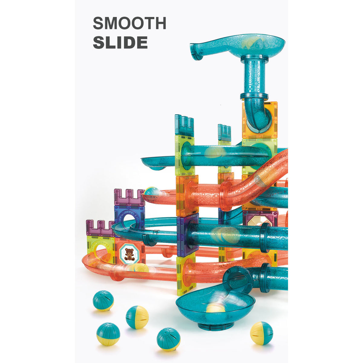 DS BS 54Pcs Magnetic Tiles Marble Run STEM Building Toys –Affordable ...