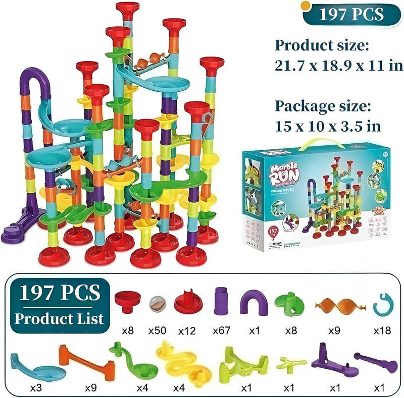 DS BS 197Pcs Piece DIY Marble Run Race Set
