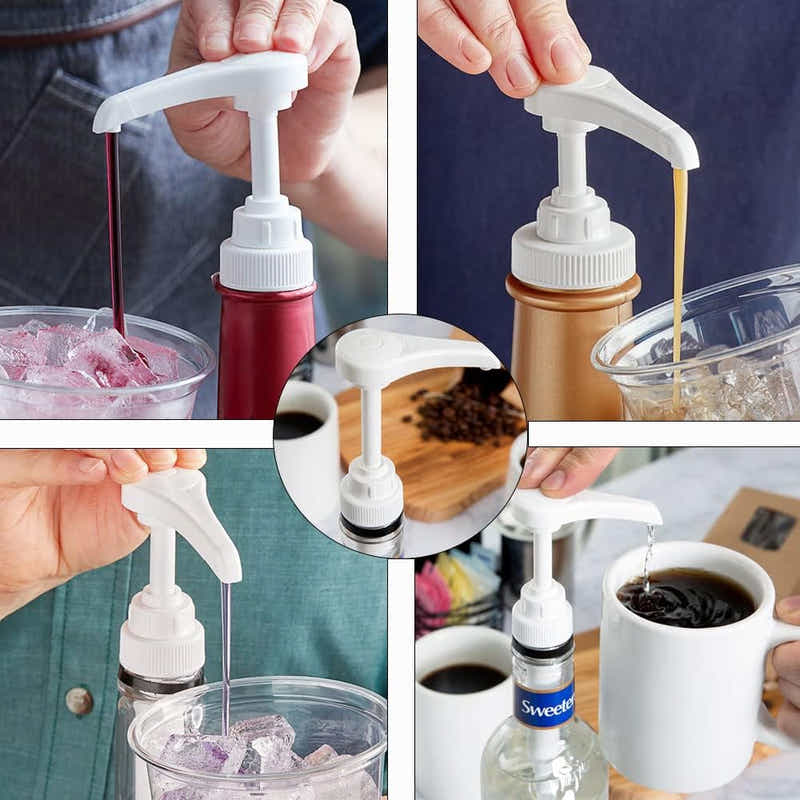 DS BS 4Pack Syrup Pump Dispenser Pumps For 750ML Bottles-White