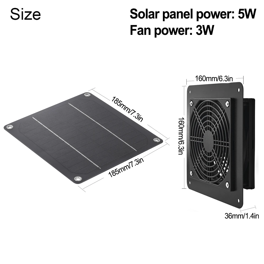 DS BS 5W Solar Fan for Greenhouse,Chicken House, Doghouse,Shed