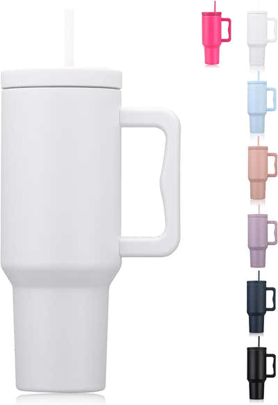 DS BS 1200ML Tumbler with Handle Fit Car Cup Holders - White