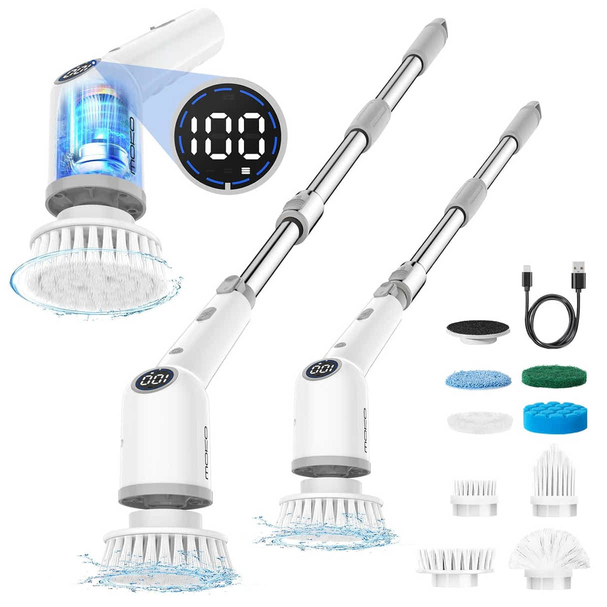 DS BS Cordless Cleaning Brush 9 Replaceable Brush Heads