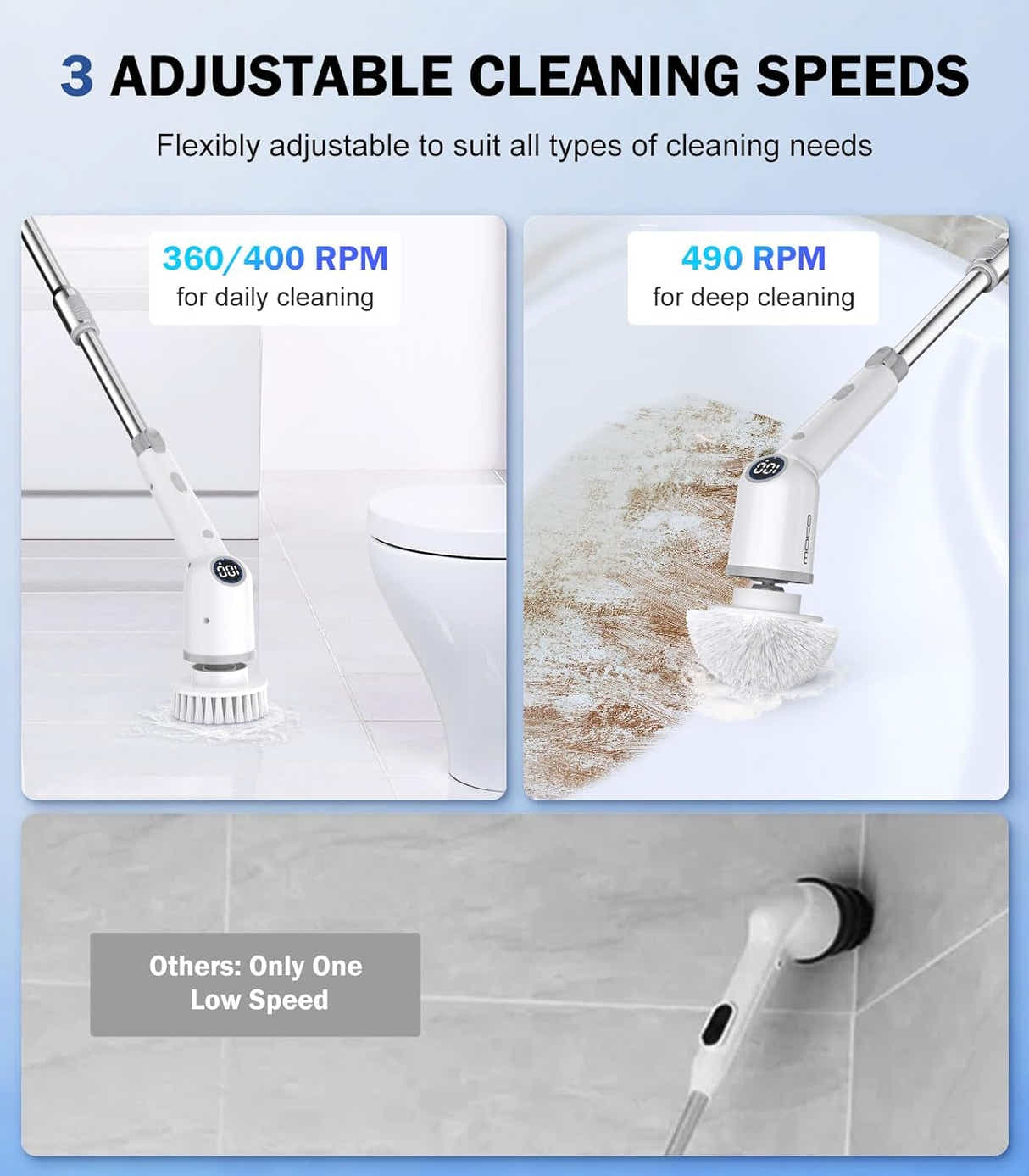 DS BS Cordless Cleaning Brush 9 Replaceable Brush Heads