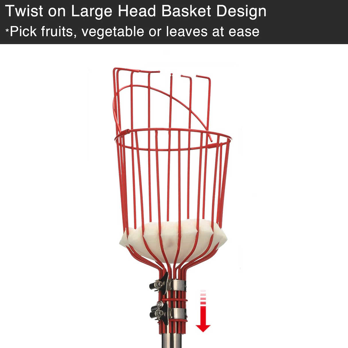 DS BS Fruit Picker Pole with Basket Telescoping