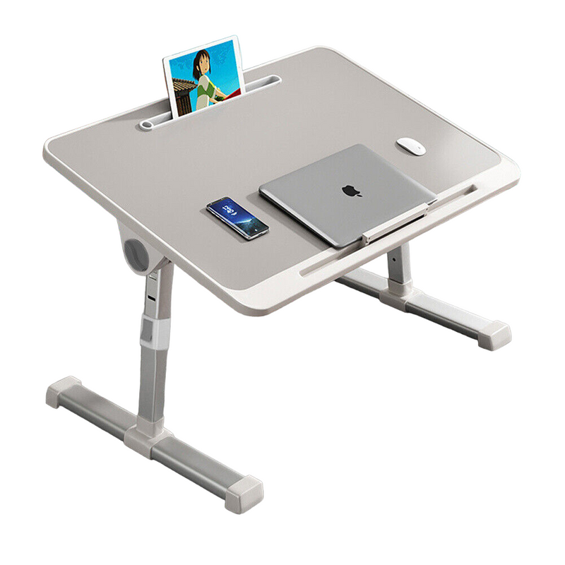 DS BS Adjustable Laptop Bed Table with Heights and Angles-Gray