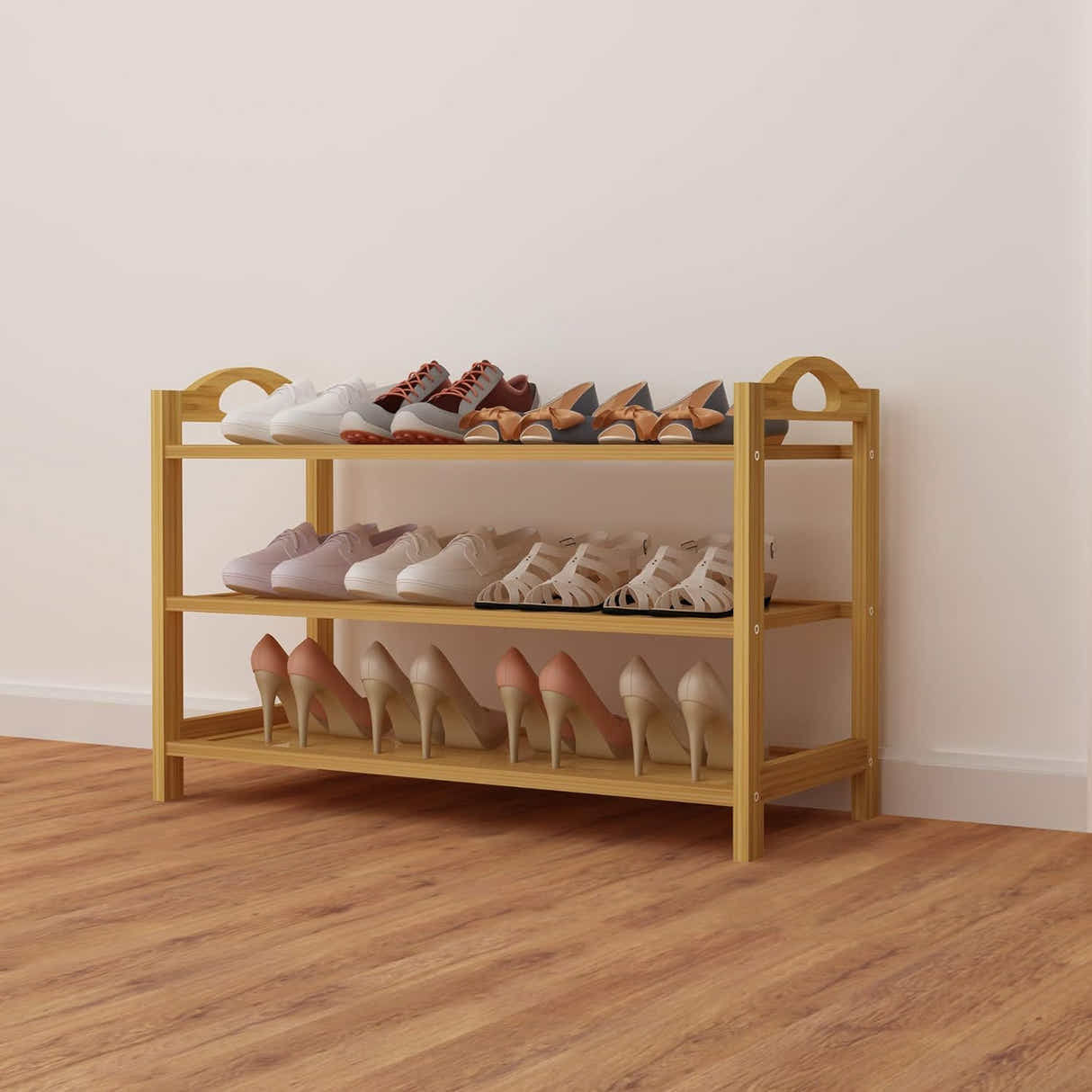 DS BS 3-Tier Bamboo Shoe Rack Shoe Storage Organizer
