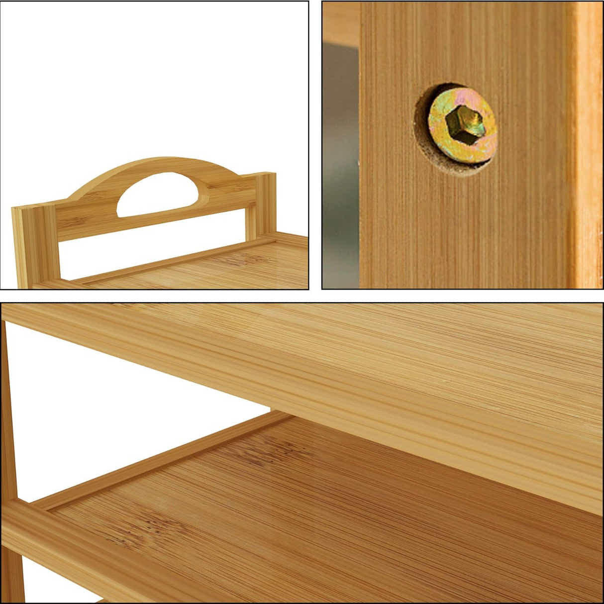 DS BS 3-Tier Bamboo Shoe Rack Shoe Storage Organizer