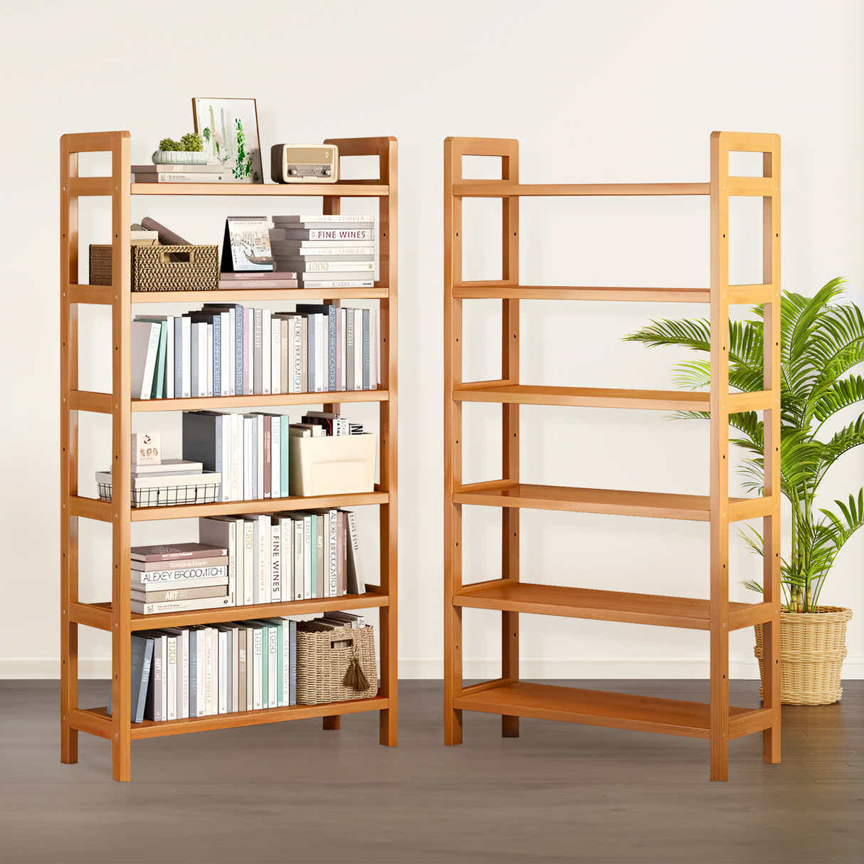 DS BS 6-Tier Bamboo Bookshelf Storage Rack-90CM