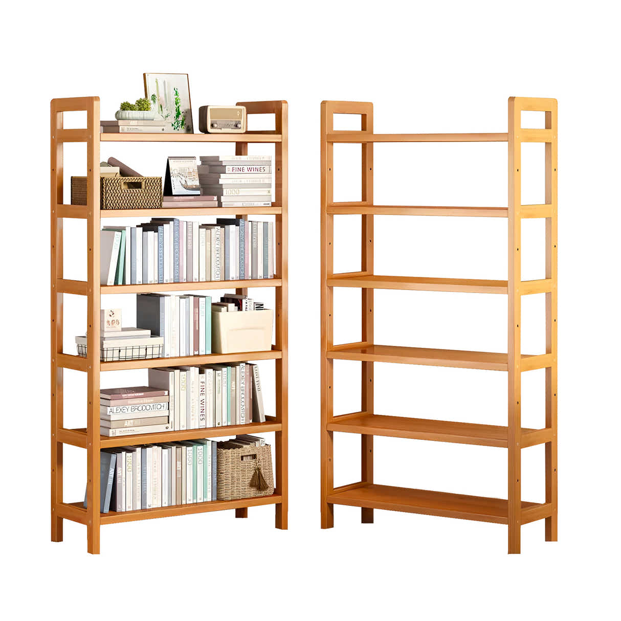 DS BS 6-Tier Bamboo Bookshelf Storage Rack-90CM