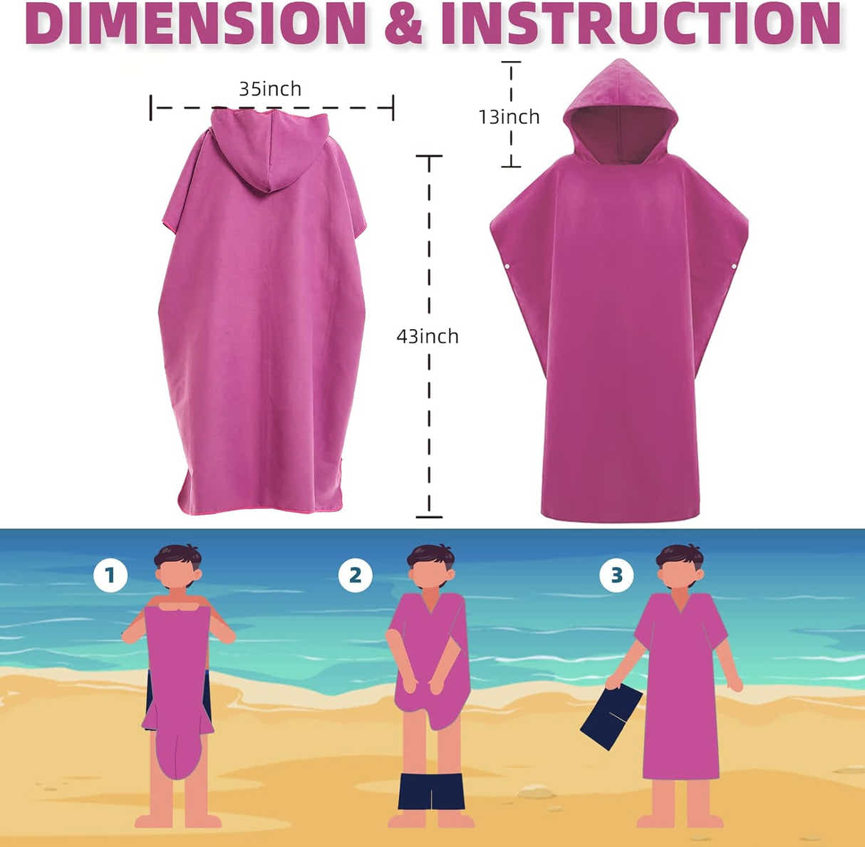 DS BS Changing Robe Towel with Hood - Red
