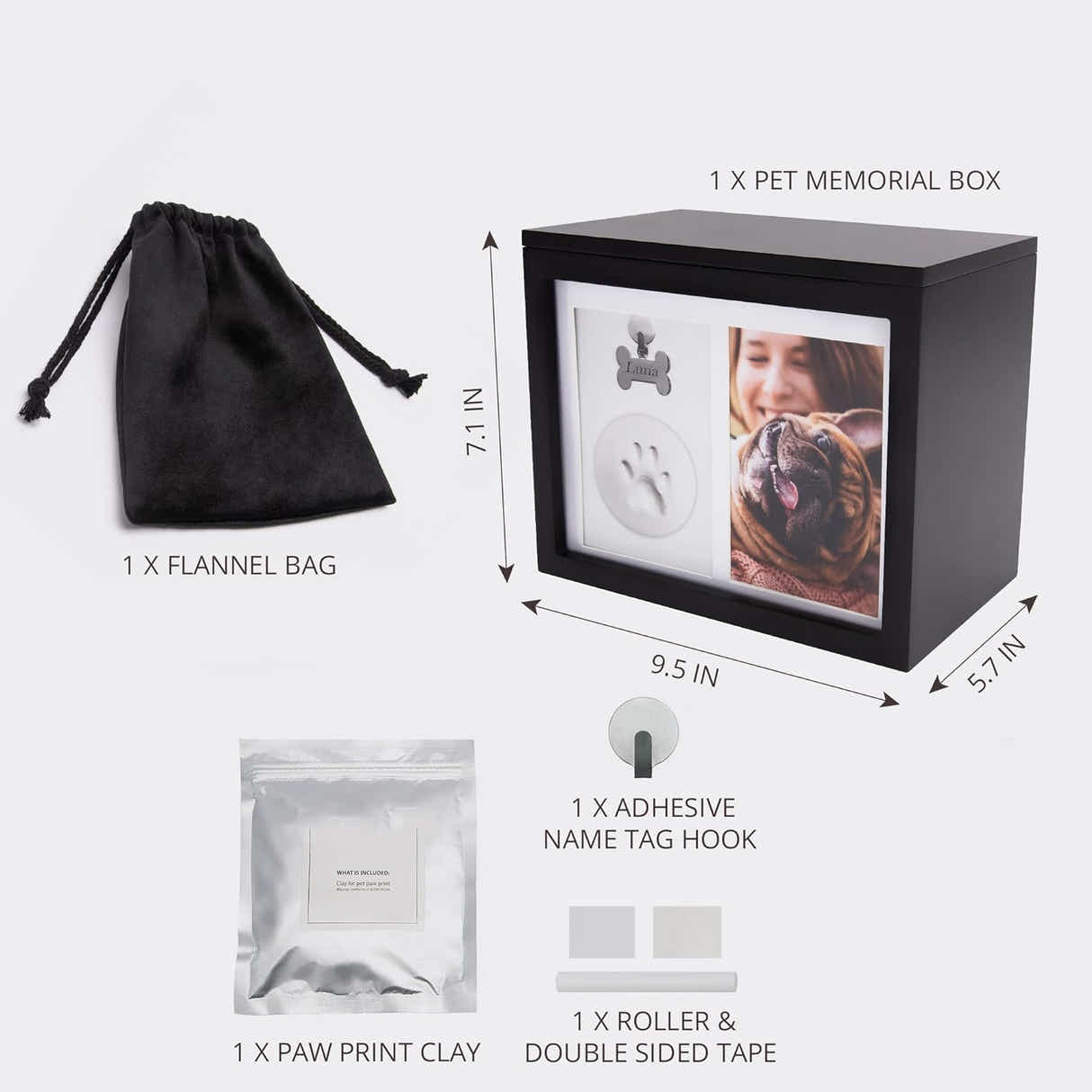 DS BS Personalized Wooden Memorial Dog Urn