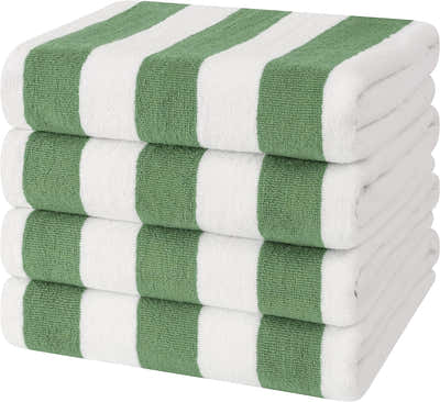 DS BS 100% Cotton Stripe Beach Towel Bath Towel - Green