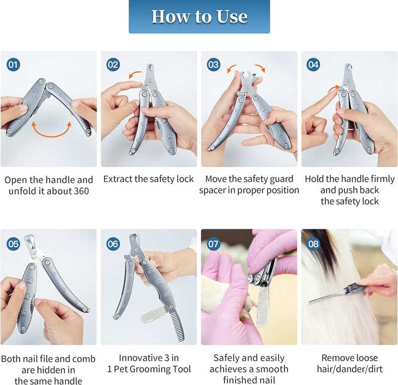 DS BS 3 in 1 Foldable Dog Nail Clippers