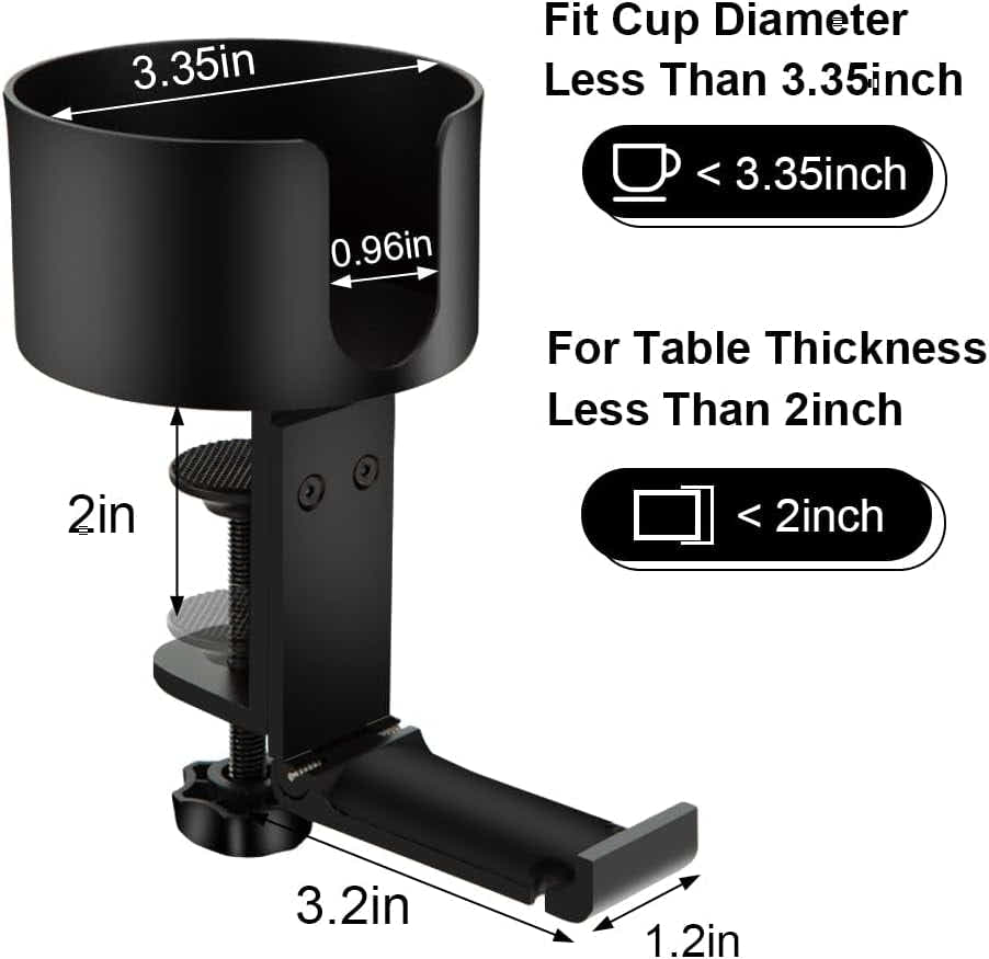 DS BS 2 in 1 Table Cup Holder with Headphone Hanger