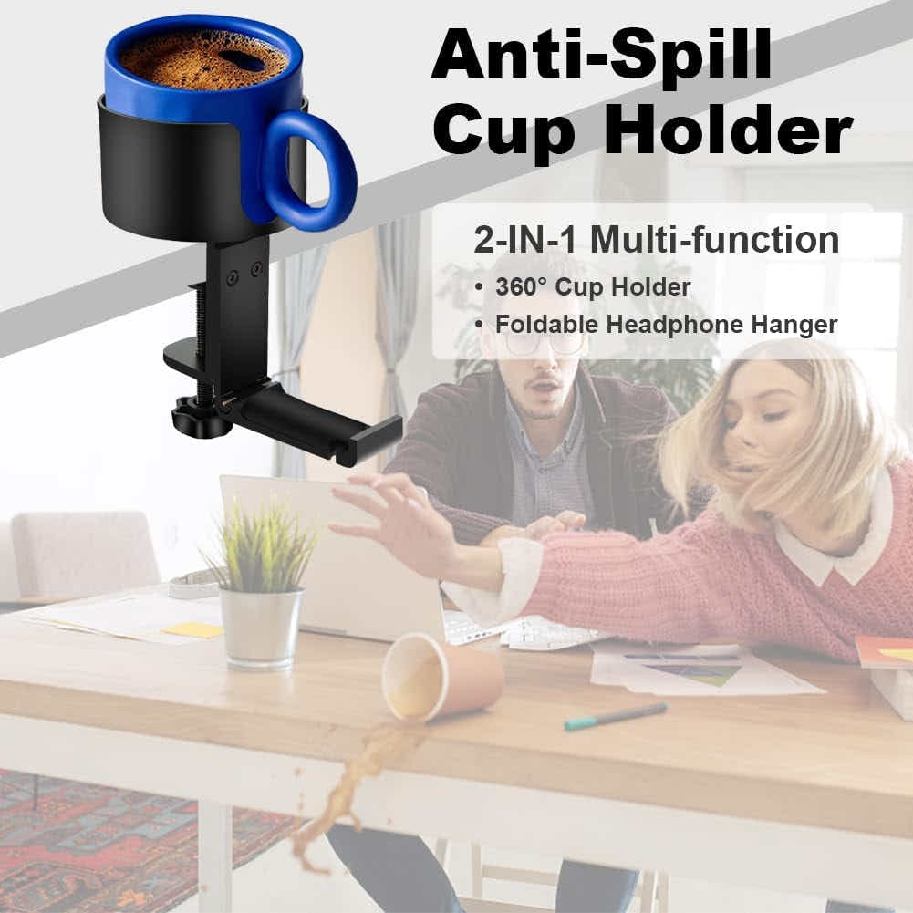 DS BS 2 in 1 Table Cup Holder with Headphone Hanger