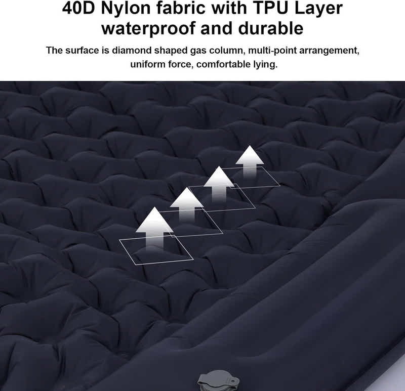 DS BS Inflatable Sleeping Mat with Pillow Built in Pump - Navy