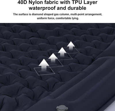 DS BS Inflatable Sleeping Mat with Pillow Built in Pump - Navy