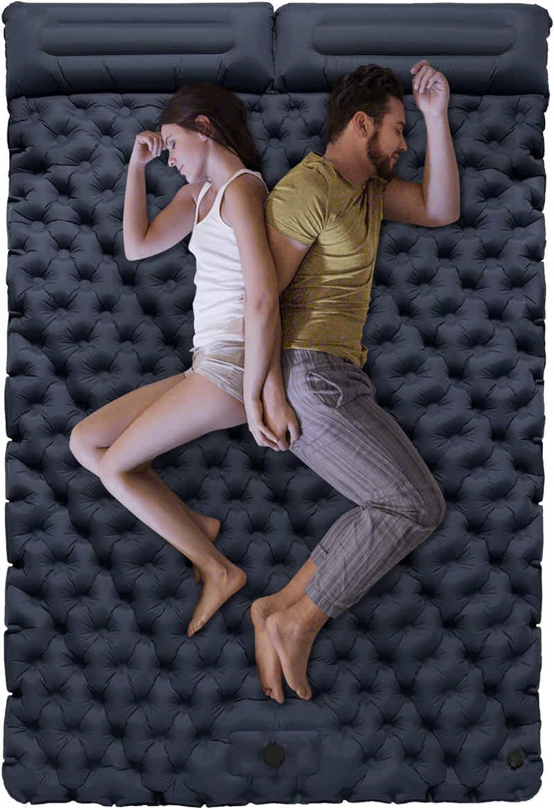 DS BS Inflatable Sleeping Mat with Pillow Built in Pump - Navy