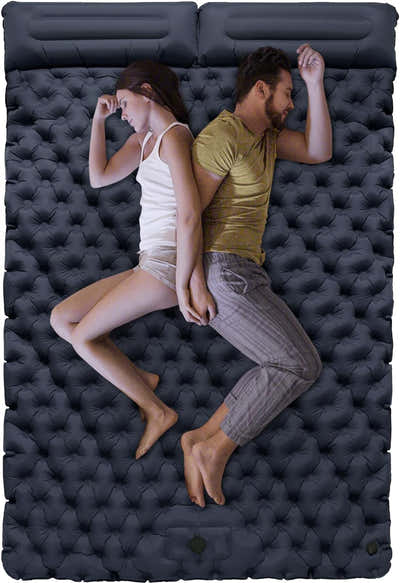 DS BS Inflatable Sleeping Mat with Pillow Built in Pump - Navy