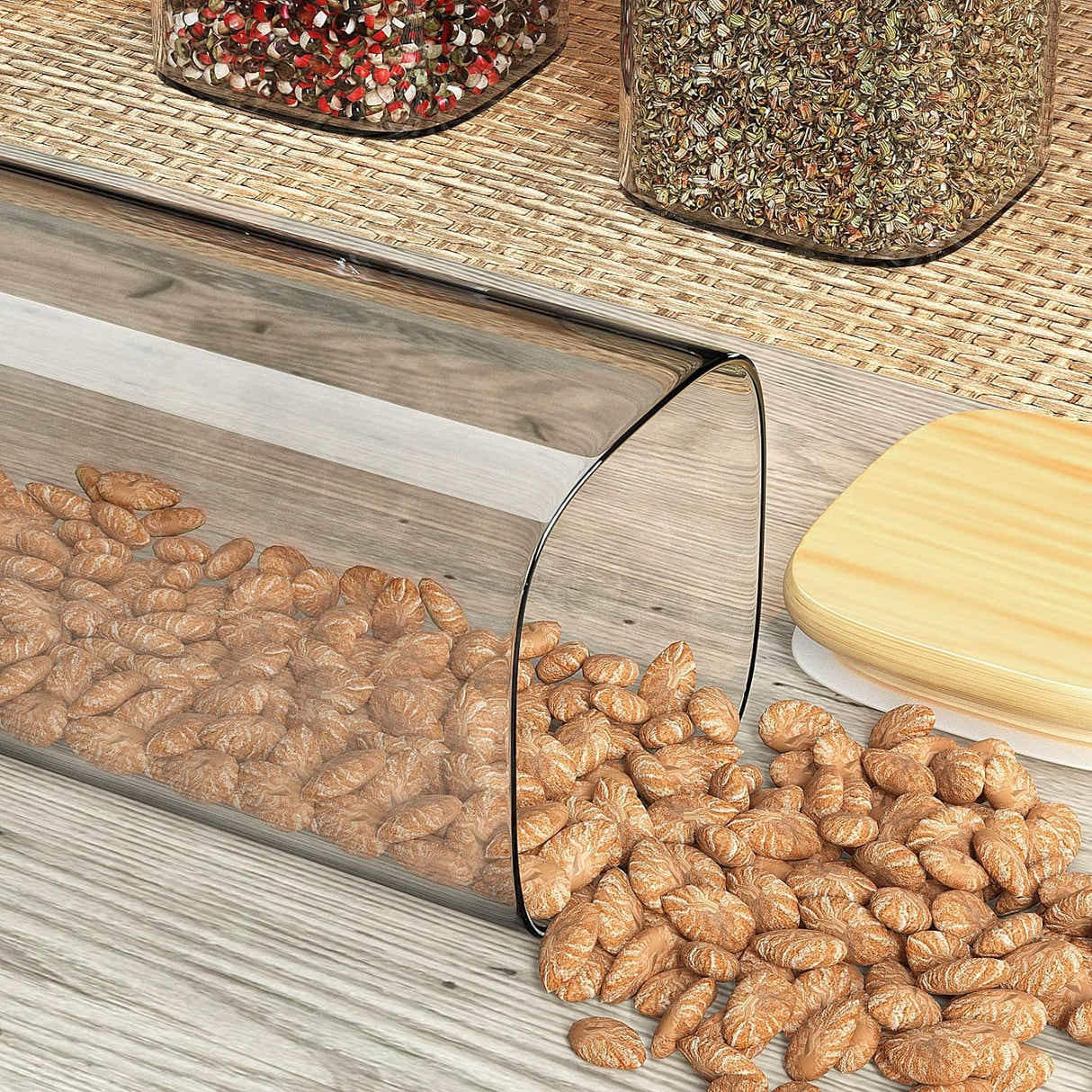 DS BS Set Of 12 Square Glass Storage Jars With 144pc Label Set