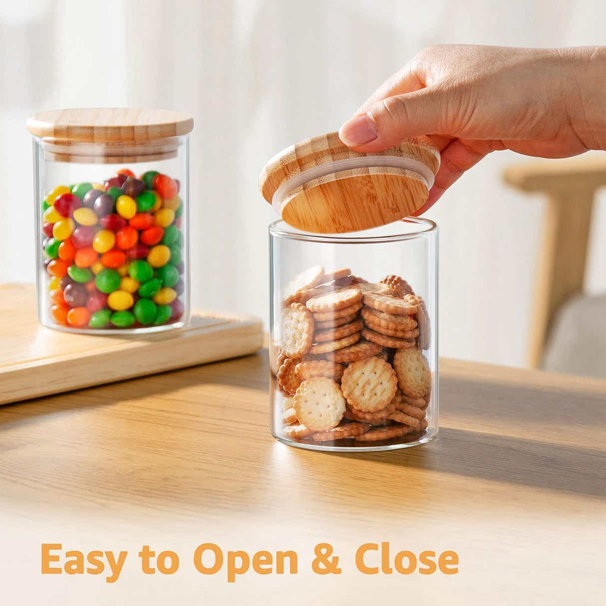 DS BS Set Of 12 230ml Glass Storage Jars with Bamboo Lids and Labels